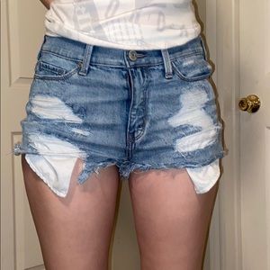 Light blue holy distressed shorts